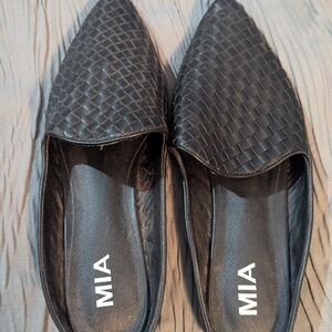 MIA Black Slip-On Flats with Woven Design
